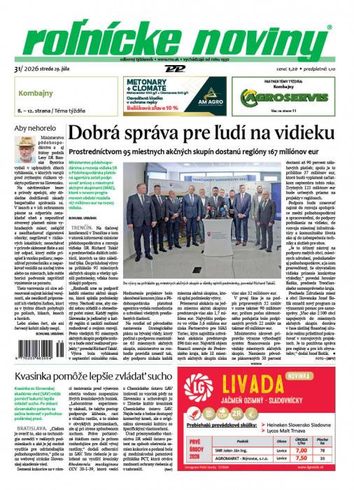 Obálka titulu Rolnické noviny - vydanie č.&nbsp;31/2026