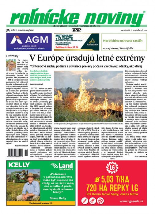 Obálka titulu Rolnické noviny - vydanie č.&nbsp;32/2026