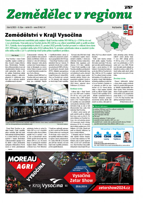 Obálka titulu Zemědělec v regionu - vydanie č. 10/2023