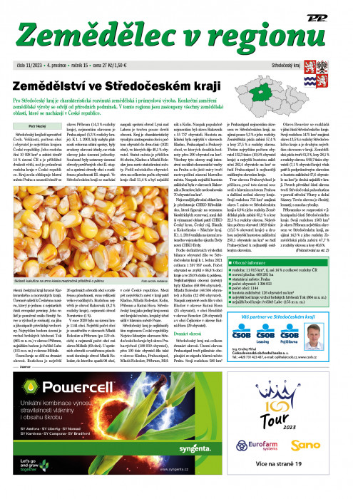 Obálka titulu Zemědělec v regionu - vydanie č. 11/2023
