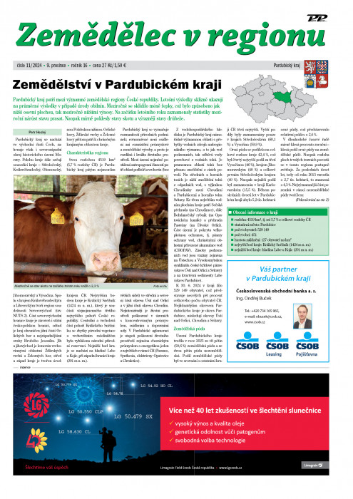 Obálka titulu Zemědělec v regionu - vydanie č. 11/2024