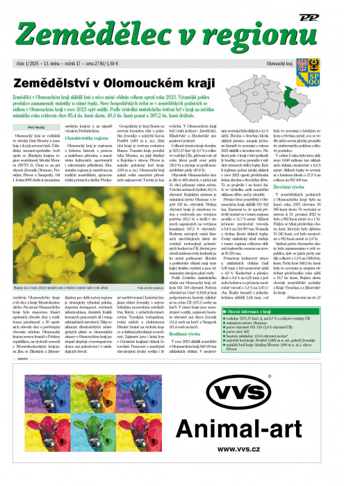 Obálka titulu Zemědělec v regionu - vydanie č. 1/2025