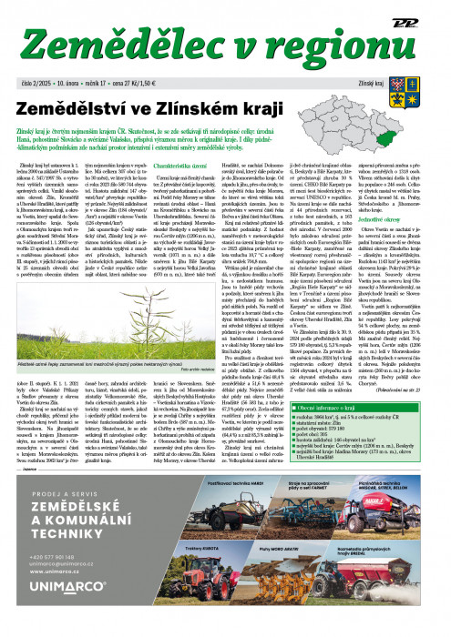 Obálka titulu Zemědělec v regionu - vydanie č. 2/2025