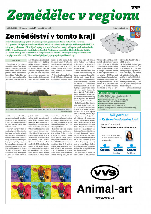 Obálka titulu Zemědělec v regionu - vydanie č.&nbsp;3/2025