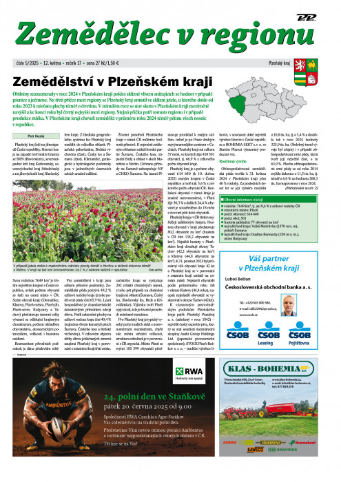 Obálka titulu Zemědělec v regionu - vydanie č.&nbsp;5/2025