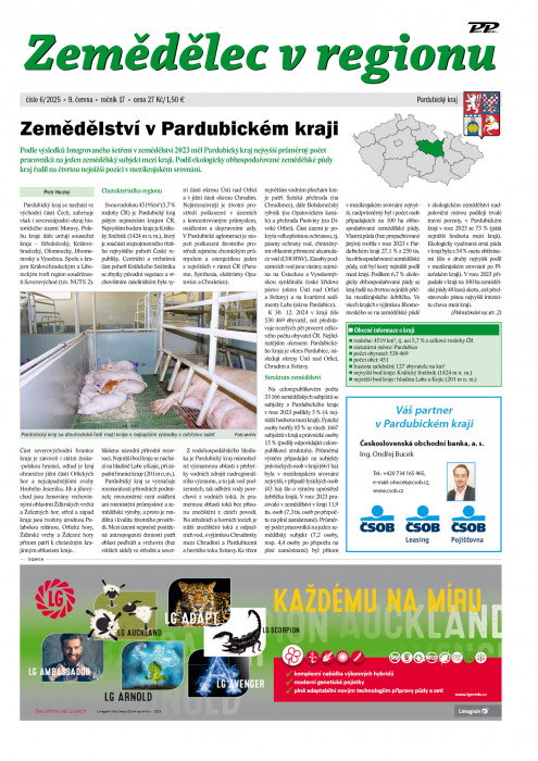 Obálka titulu Zemědělec v regionu - vydanie č.&nbsp;6/2025