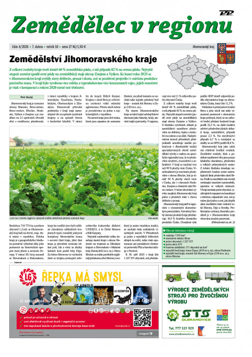 Obálka časopisu Zemědělec v regionu