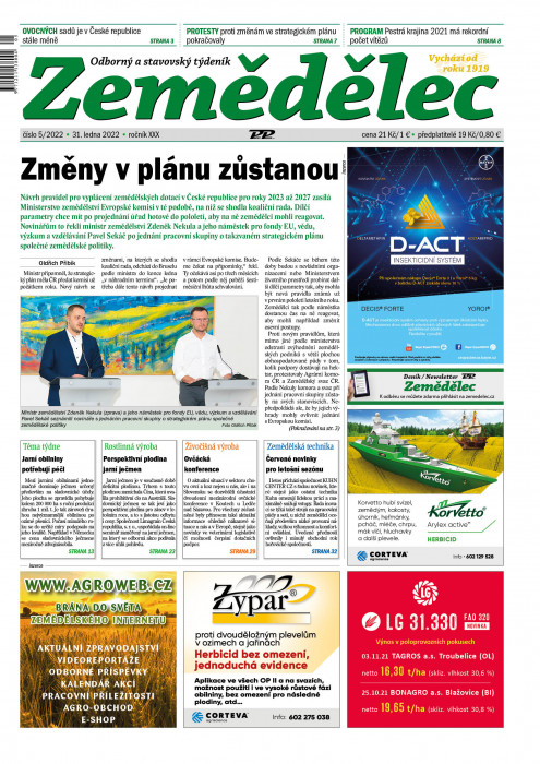 Obálka titulu Zemědělec - vydanie č. 5/2022