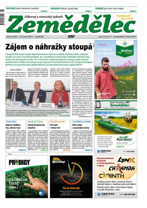Obálka titulu Zemědělec - vydanie č. 8/2022
