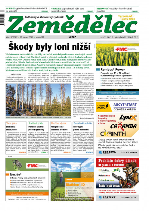 Obálka titulu Zemědělec - vydanie č. 9/2022