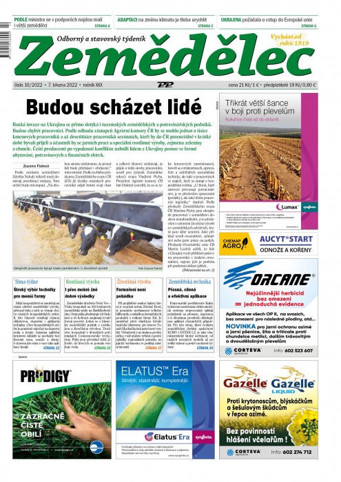 Obálka titulu Zemědělec - vydanie č. 10/2022