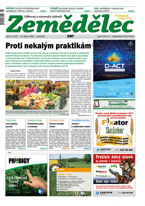 Obálka titulu Zemědělec - vydanie č. 11/2022
