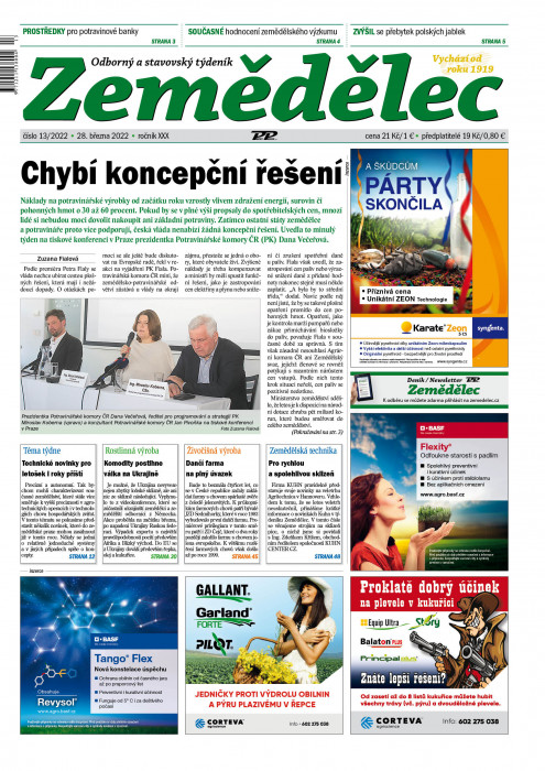 Obálka titulu Zemědělec - vydanie č. 13/2022
