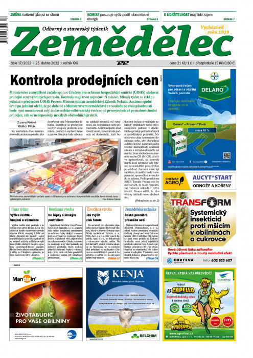 Obálka titulu Zemědělec - vydanie č. 17/2022