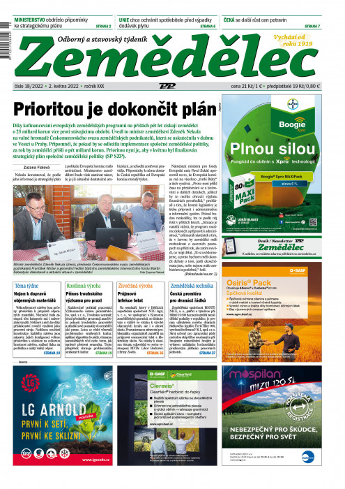 Obálka titulu Zemědělec - vydanie č. 18/2022