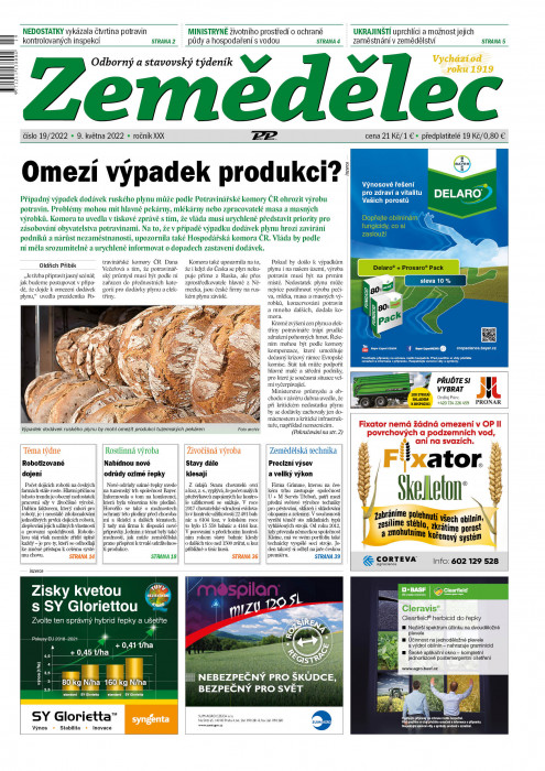 Obálka titulu Zemědělec - vydanie č. 19/2022