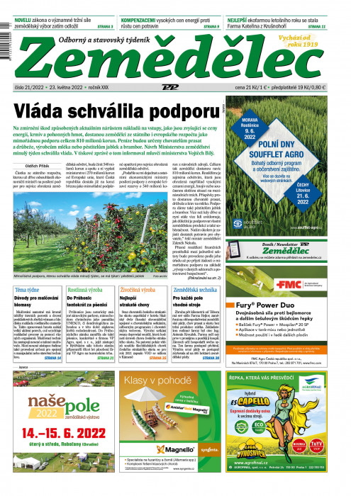 Obálka titulu Zemědělec - vydanie č. 21/2022