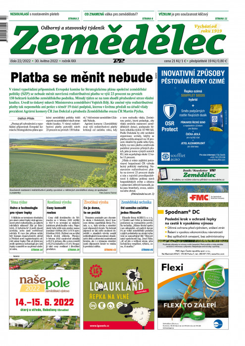 Obálka titulu Zemědělec - vydanie č. 22/2022