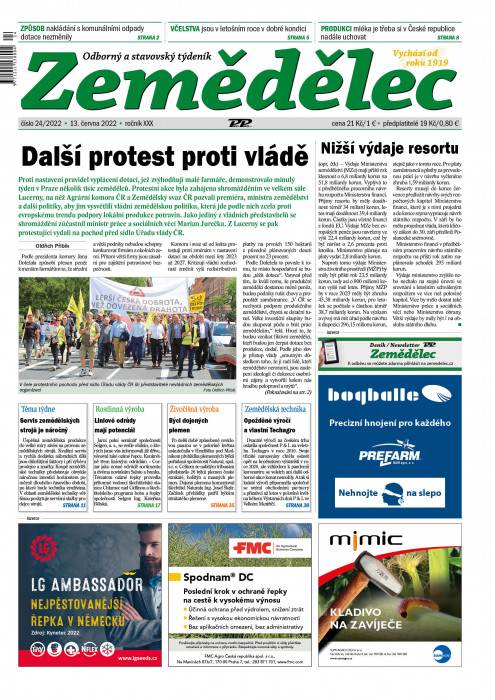 Obálka titulu Zemědělec - vydanie č. 24/2022