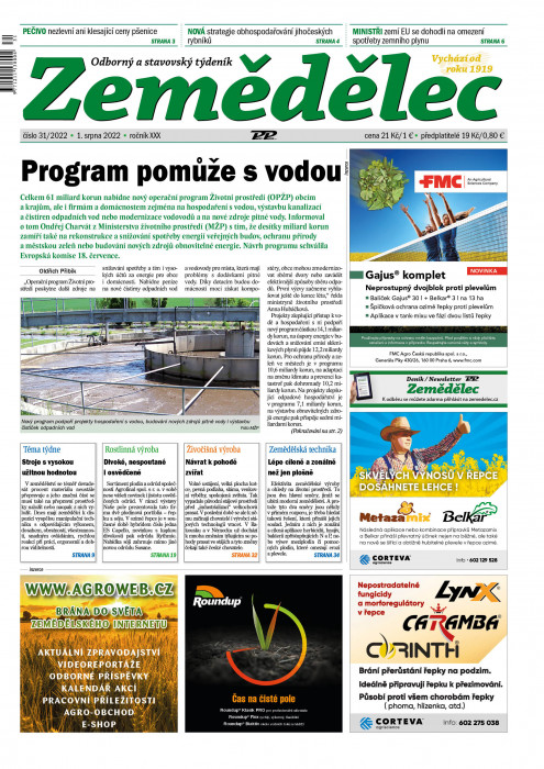 Obálka titulu Zemědělec - vydanie č. 31/2022