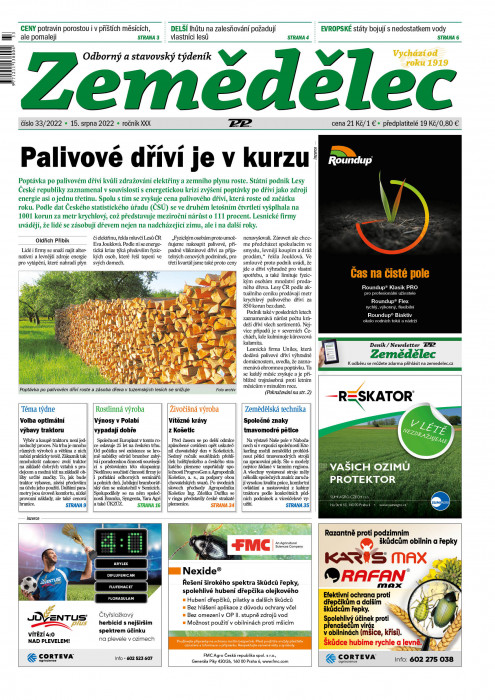 Obálka titulu Zemědělec - vydanie č. 33/2022