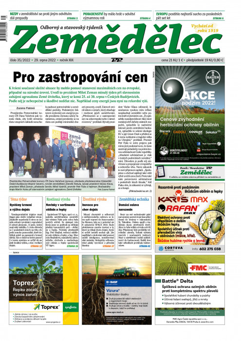 Obálka titulu Zemědělec - vydanie č. 35/2022