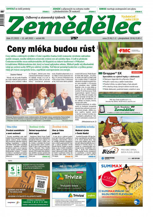 Obálka titulu Zemědělec - vydanie č. 37/2022