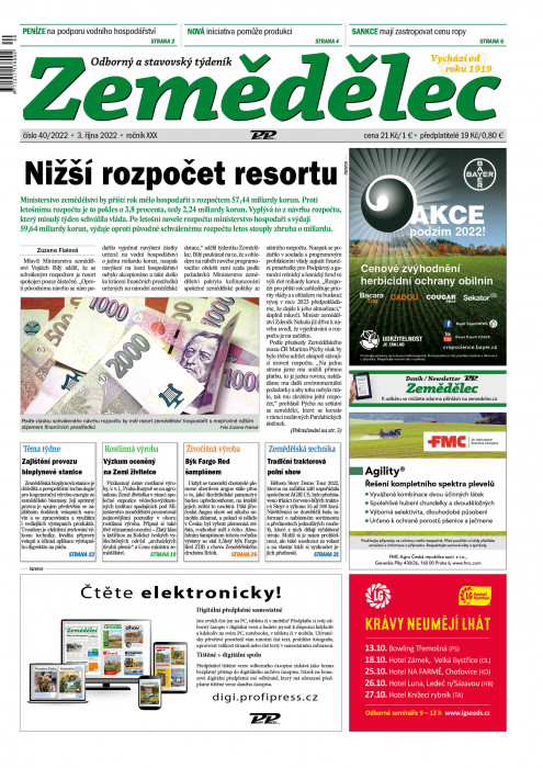 Obálka titulu Zemědělec - vydanie č. 40/2022