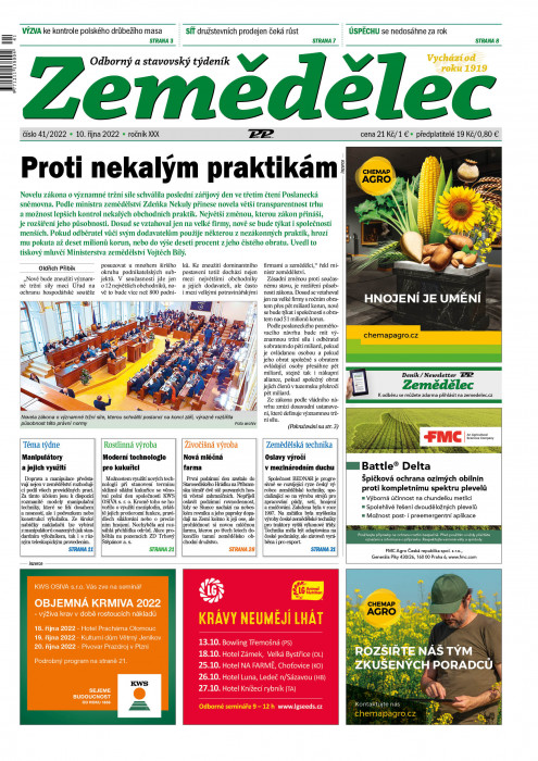 Obálka titulu Zemědělec - vydanie č. 41/2022