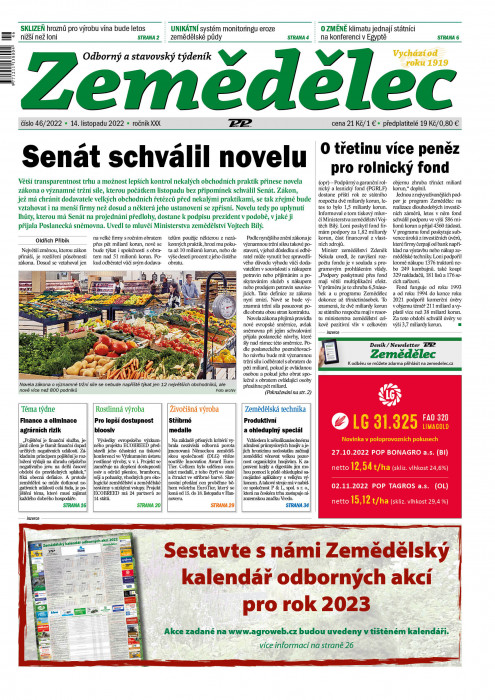 Obálka titulu Zemědělec - vydanie č. 46/2022