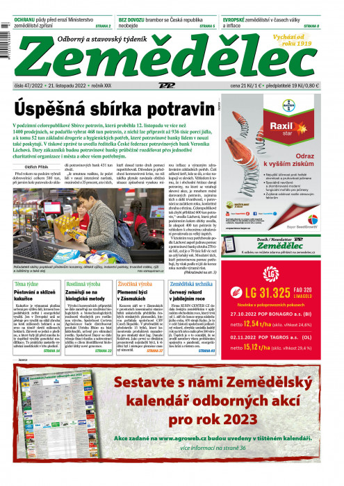 Obálka titulu Zemědělec - vydanie č. 47/2022