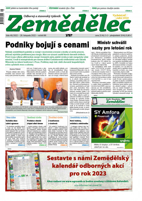 Obálka titulu Zemědělec - vydanie č. 48/2022