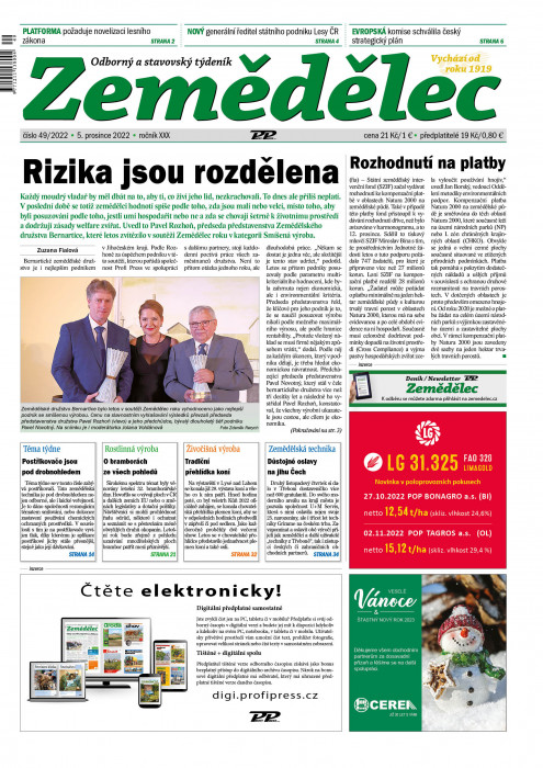 Obálka titulu Zemědělec - vydanie č. 49/2022