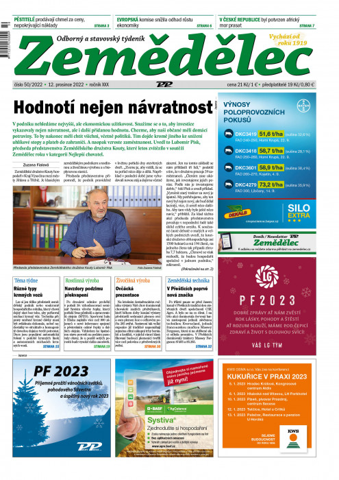 Obálka titulu Zemědělec - vydanie č. 50/2022