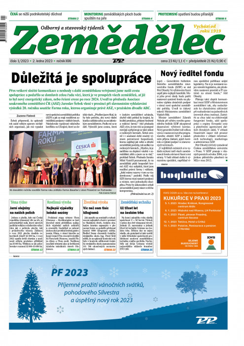 Obálka titulu Zemědělec - vydanie č. 1/2023