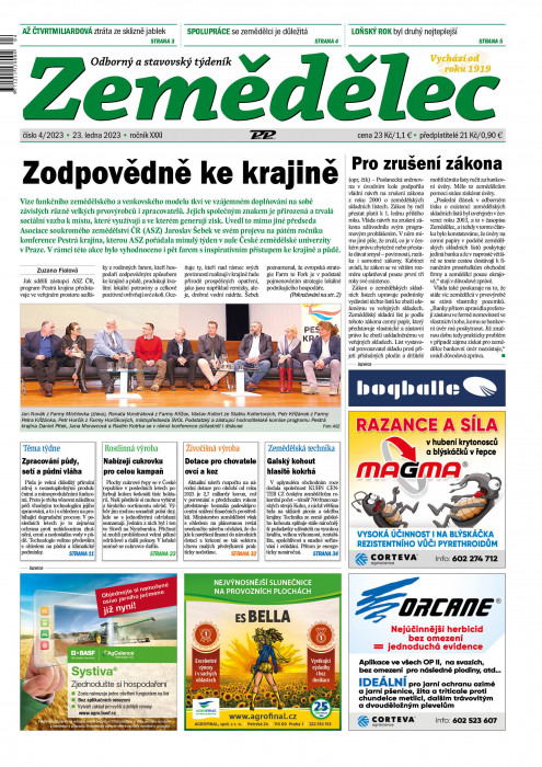 Obálka titulu Zemědělec - vydanie č. 4/2023