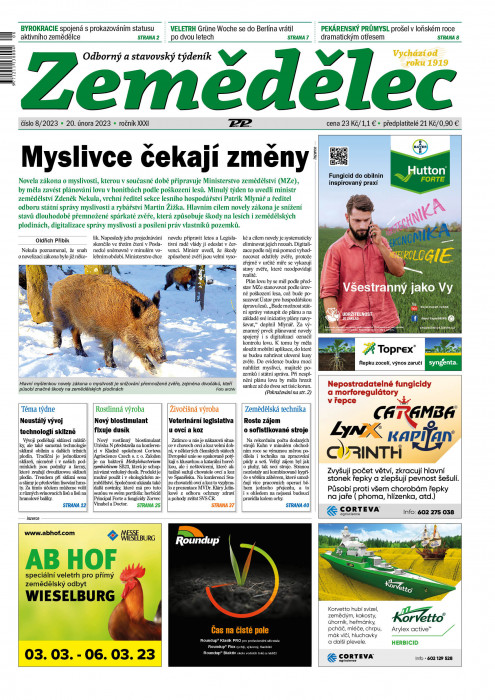 Obálka titulu Zemědělec - vydanie č. 8/2023