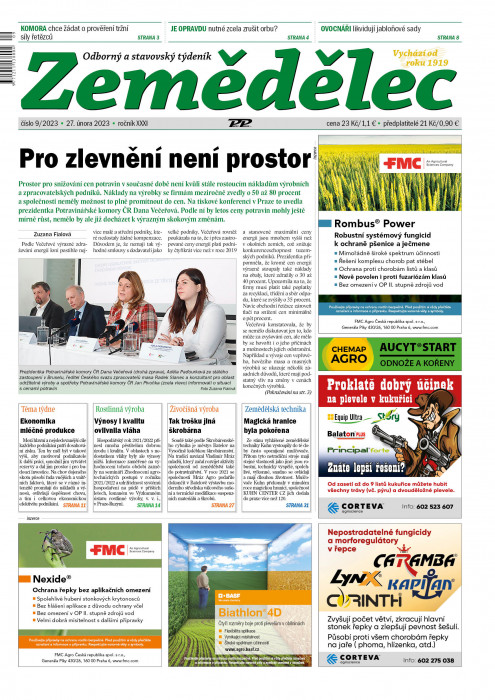 Obálka titulu Zemědělec - vydanie č. 9/2023