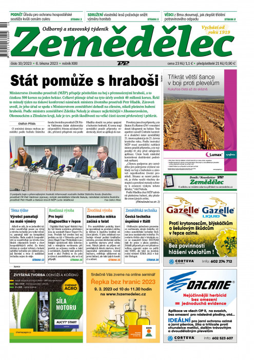 Obálka titulu Zemědělec - vydanie č. 10/2023