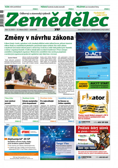 Obálka titulu Zemědělec - vydanie č. 11/2023