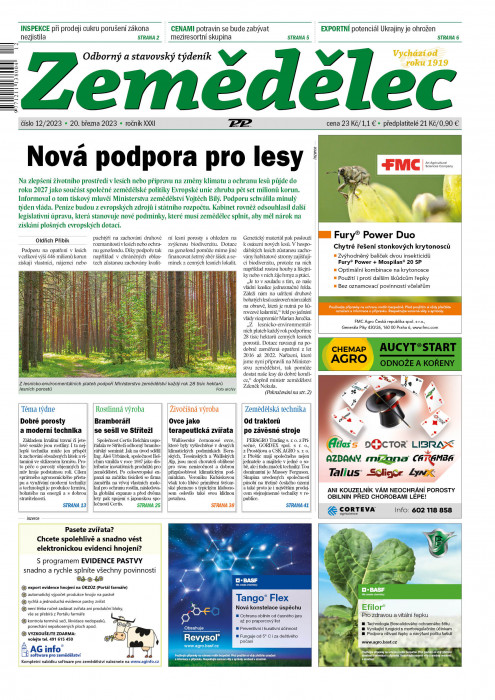 Obálka titulu Zemědělec - vydanie č. 12/2023