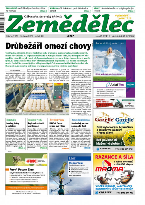 Obálka titulu Zemědělec - vydanie č. 14/2023