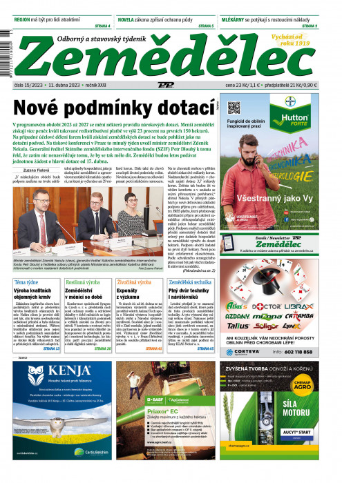 Obálka titulu Zemědělec - vydanie č. 15/2023