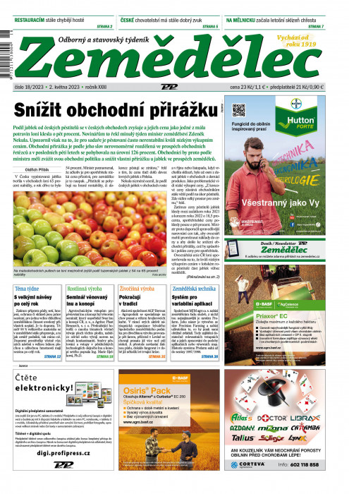 Obálka titulu Zemědělec - vydanie č. 18/2023