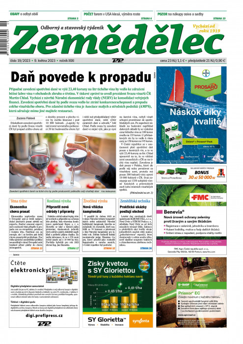 Obálka titulu Zemědělec - vydanie č. 19/2023