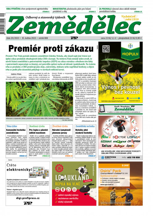 Obálka titulu Zemědělec - vydanie č. 20/2023