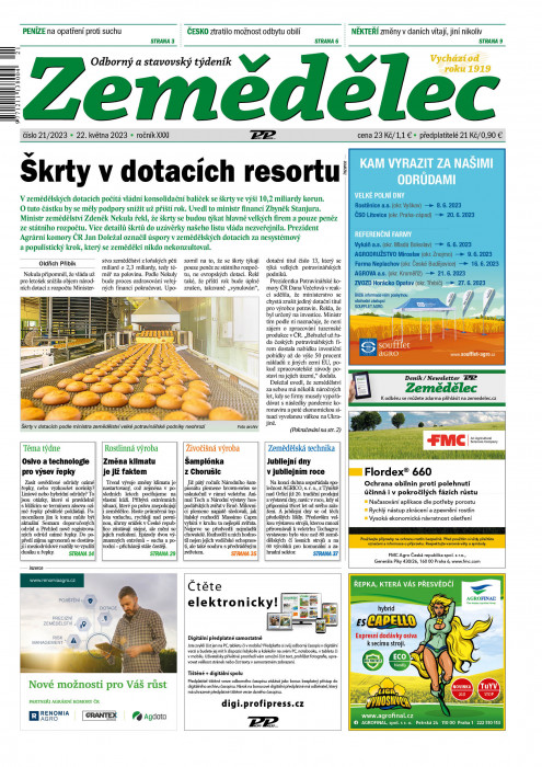 Obálka titulu Zemědělec - vydanie č. 21/2023