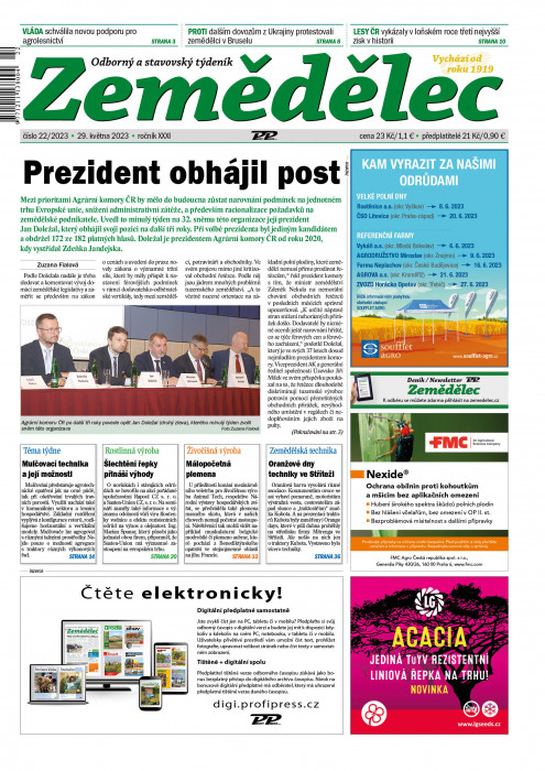 Obálka titulu Zemědělec - vydanie č. 22/2023