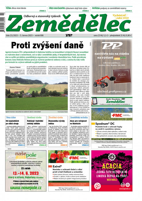Obálka titulu Zemědělec - vydanie č. 23/2023
