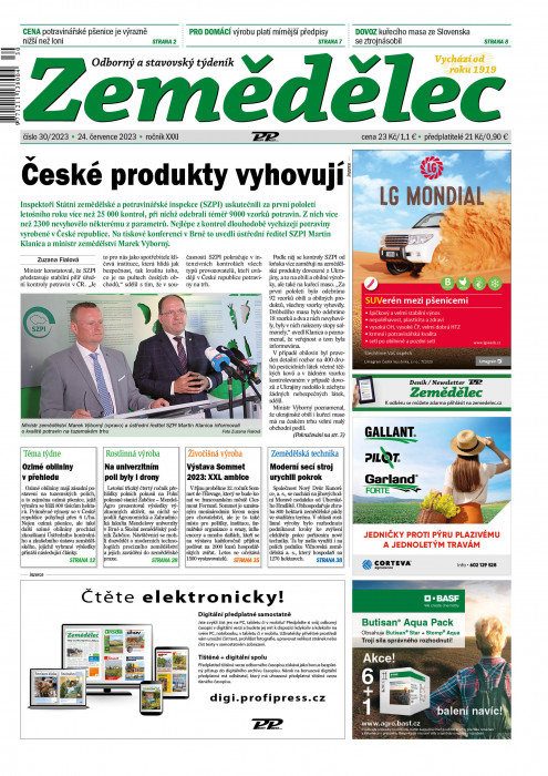 Obálka titulu Zemědělec - vydanie č. 30/2023